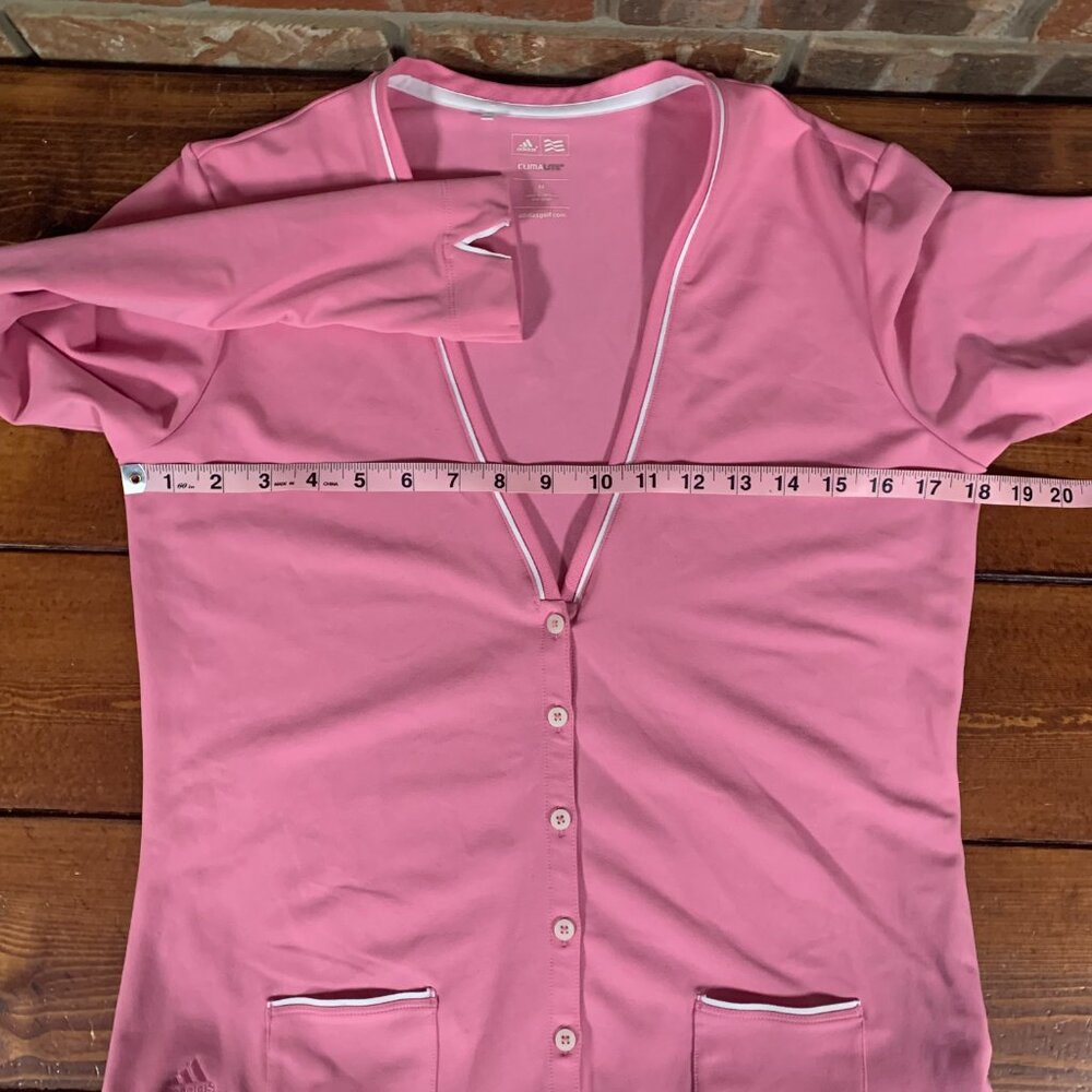 Adidas Golf Climalite Pink Women's Medium Button Front Brushed Cardigan EUC - Picture 9 of 11